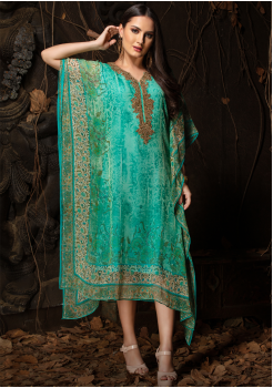 Blue Color Designer Chiffon Kurti